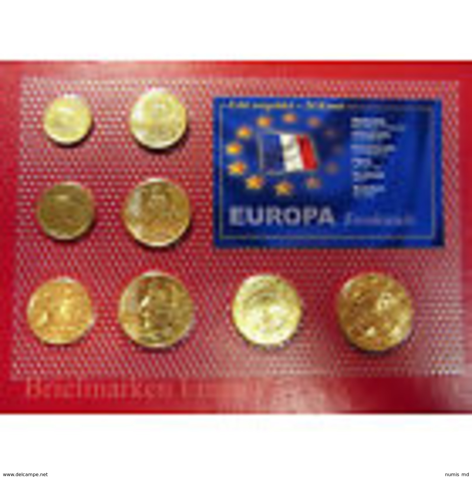 FRANCE 3,88 Euro KMS 1999-2002 Doré OR 24 Carats *UNC* (1Ct.-2 Euro) Sous Blister - France