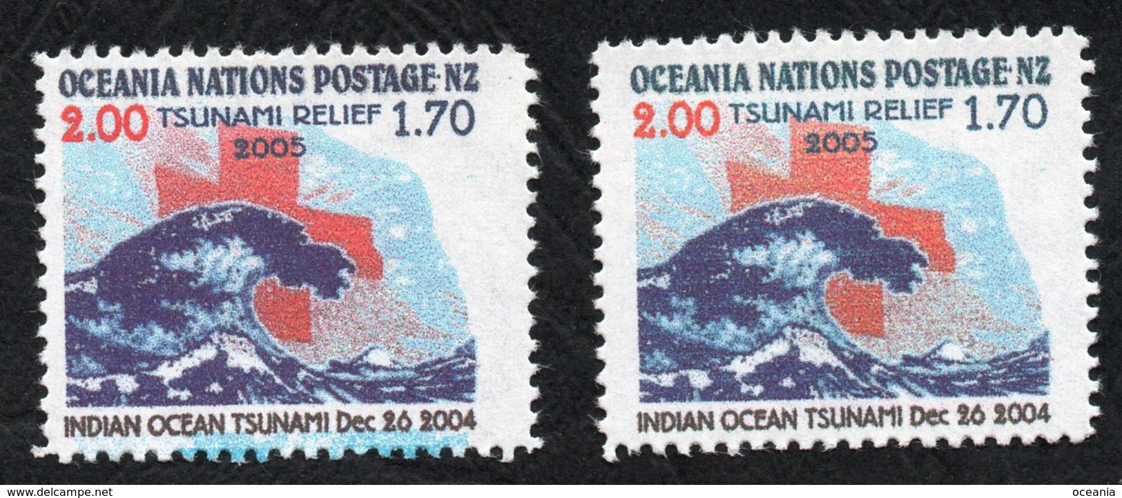 Oceania Post Tsunami Blue Ink Flaw. - Other & Unclassified