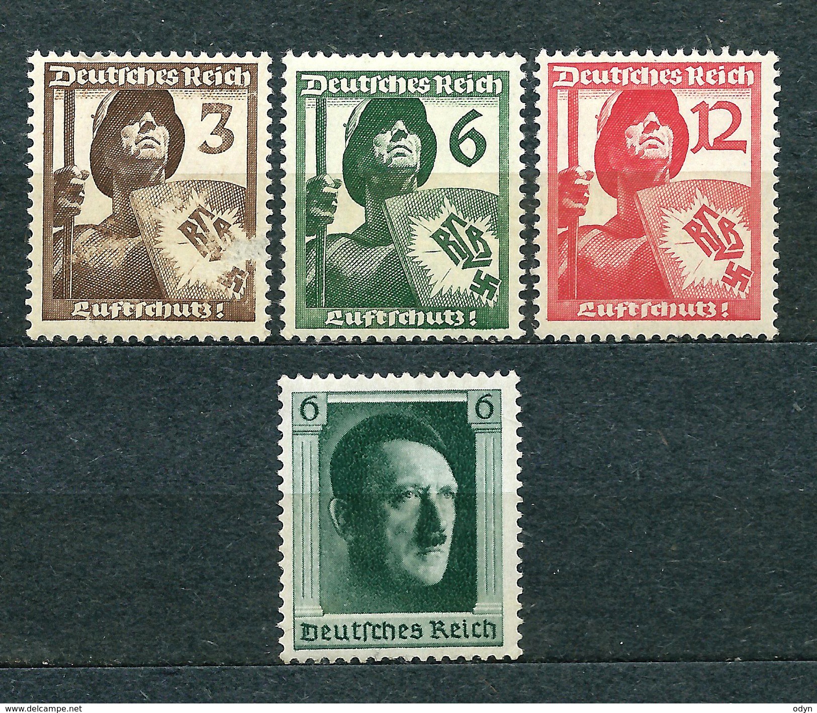 Deutsches Reich 1937, MiNr 643-645 + 646; Mint Hinged MH * - Lot Of 4 Stamps - See Description - Neufs