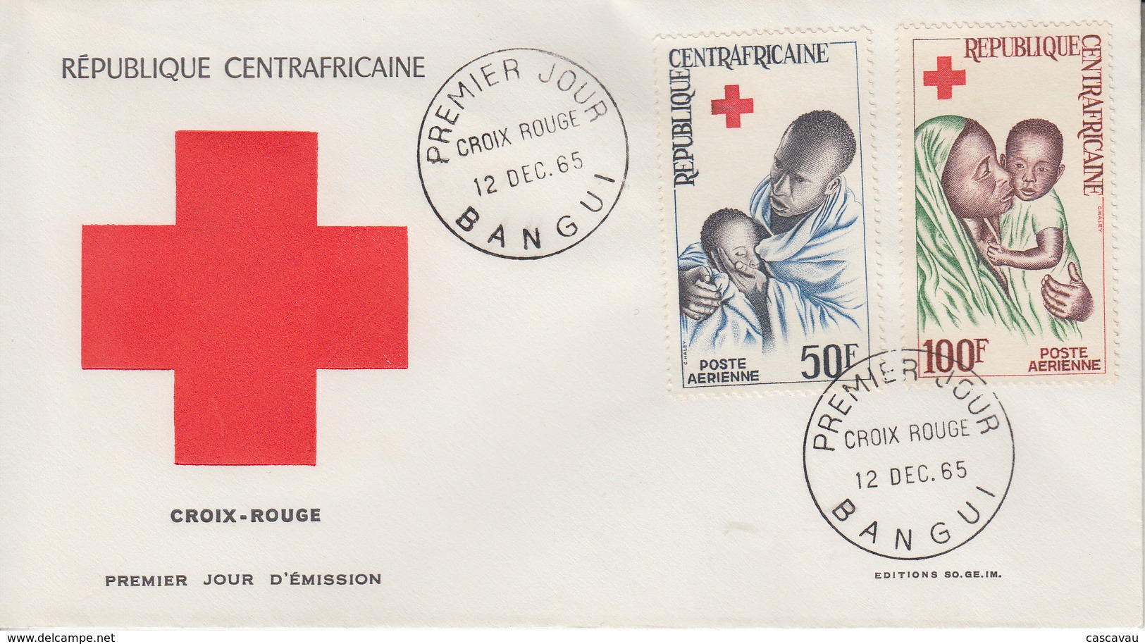 Enveloppe  FDC  1er  Jour   REPUBLIQUE   CENTRAFRICAINE    CROIX  ROUGE   1965 - Zentralafrik. Republik