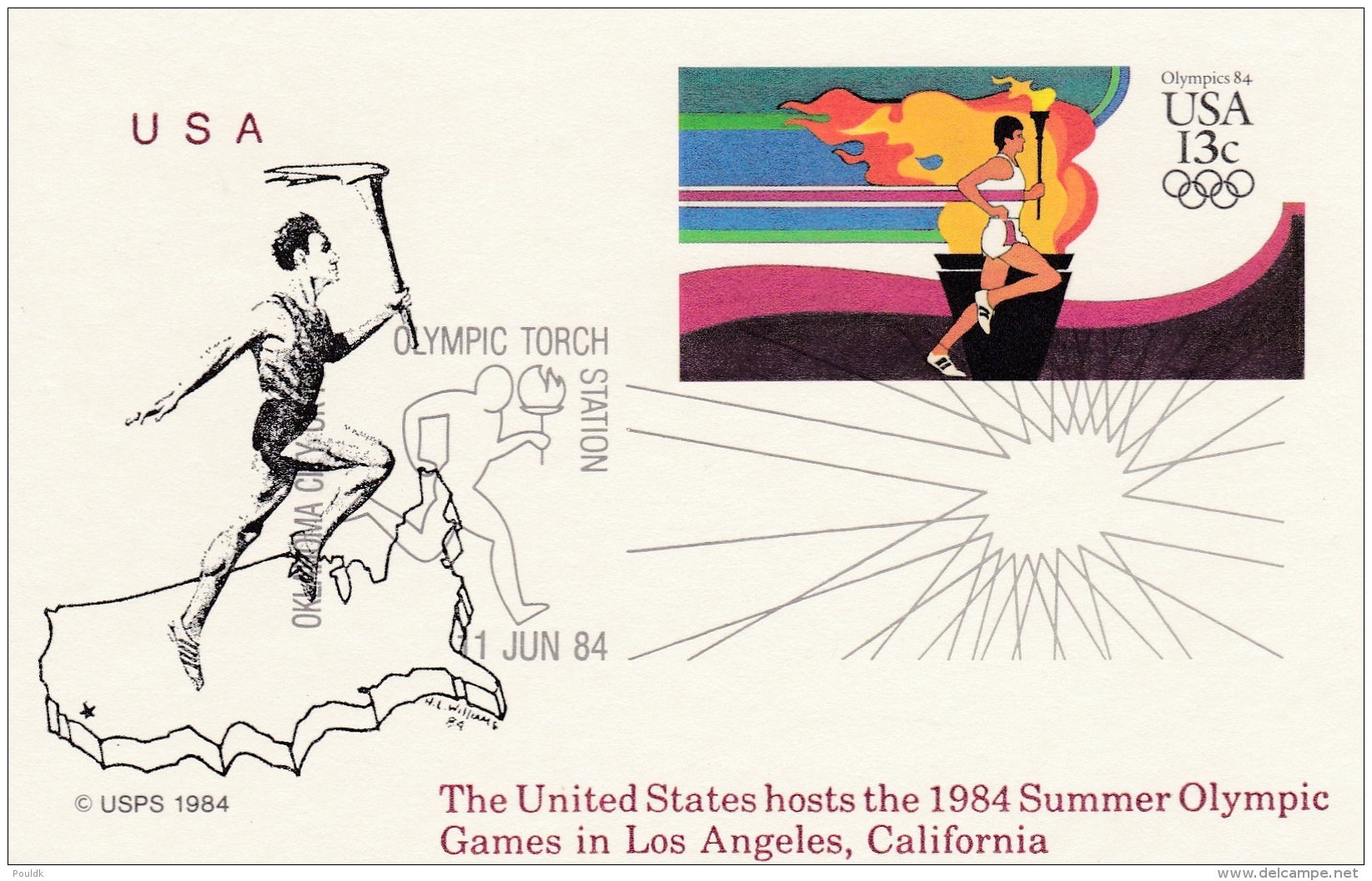 USA Postal Stationary 1984 XXIII Olympic Station Torch Station  Oklahoma  (G69-7A) - Sommer 1984: Los Angeles