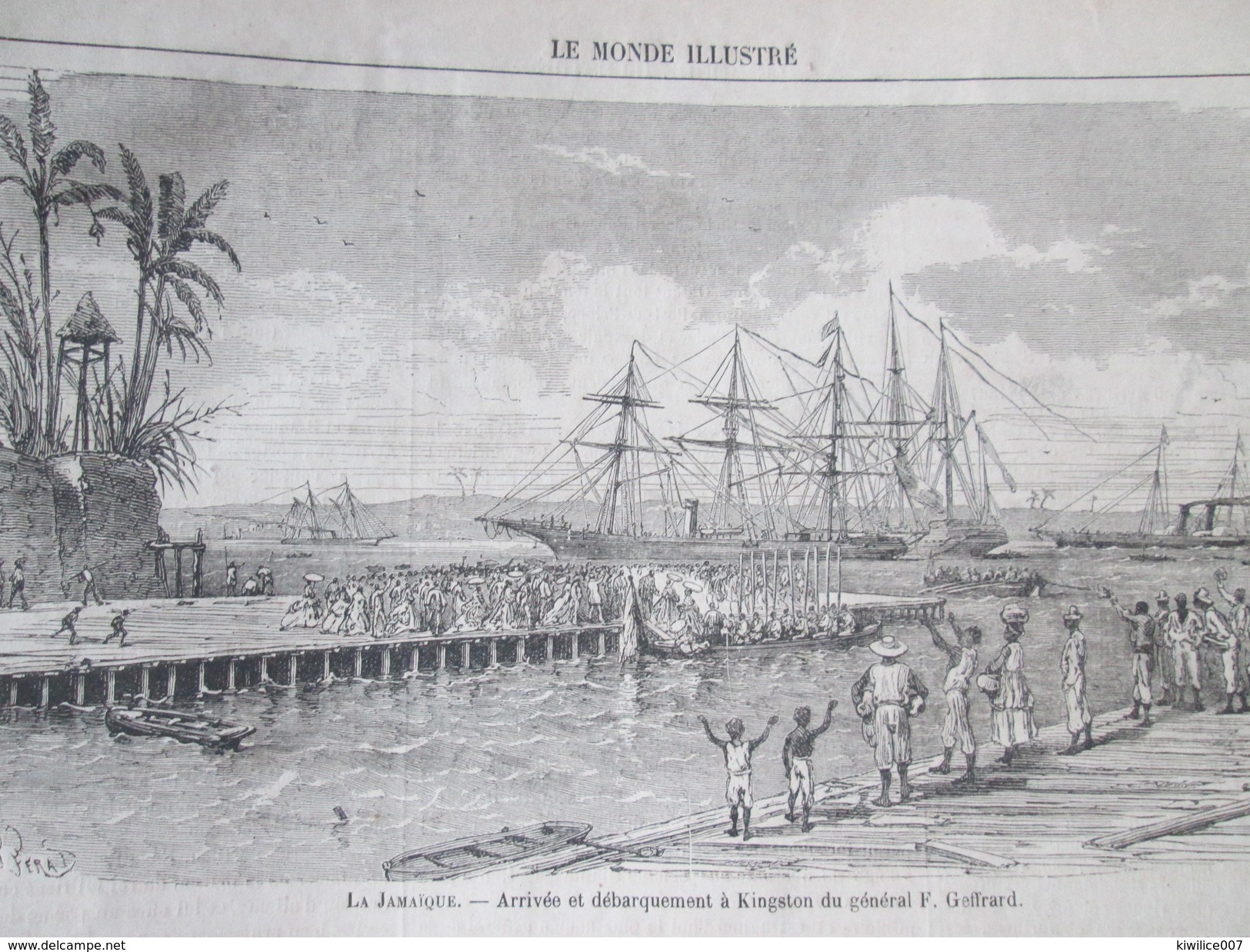 Gravure 1867 HAITI PORT AU PRINCE  Arrivée   à KINGSTON   Du Général   Geffrard  JAMAIQUE - Jamaïque