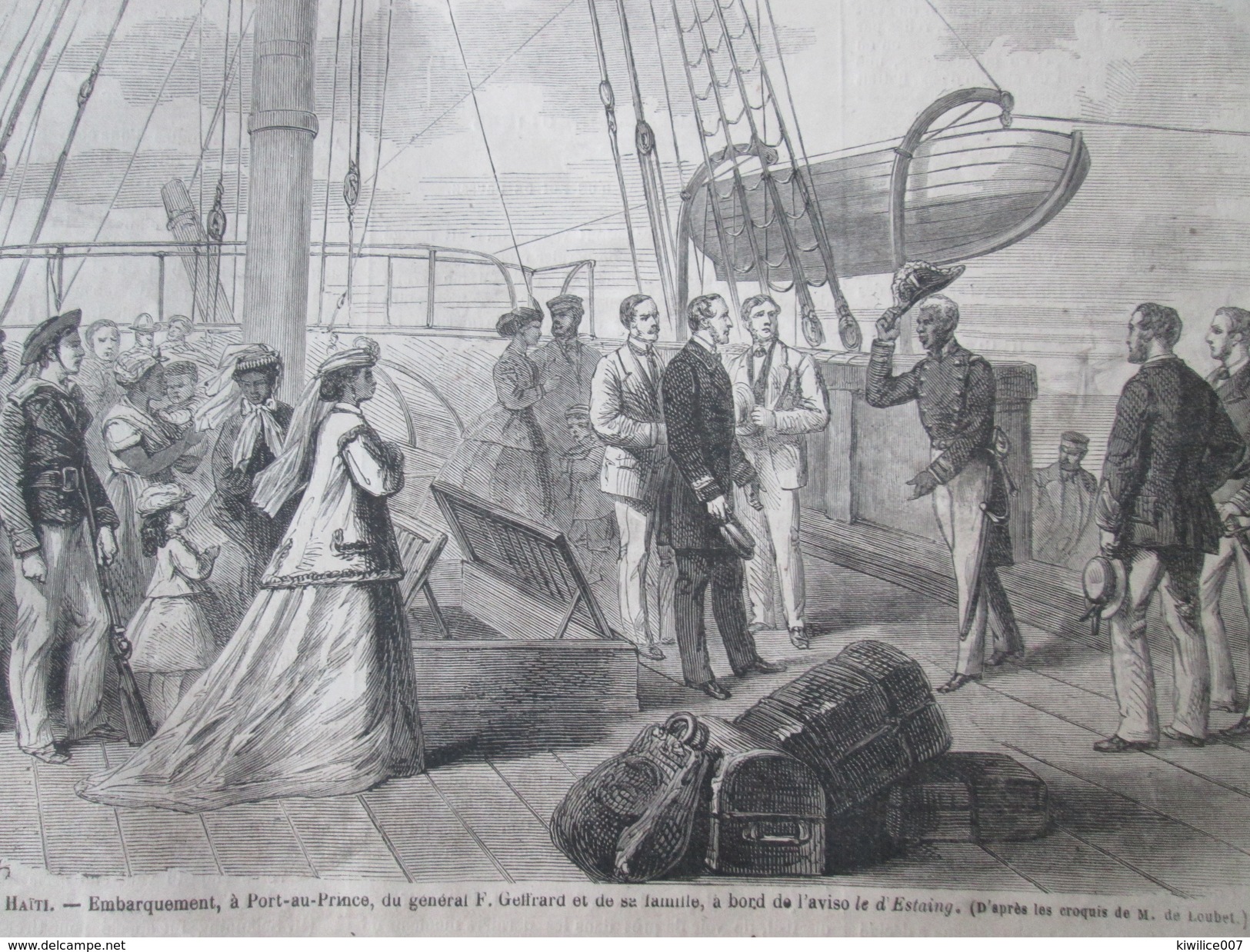 Gravure 1867 HAITI PORT AU PRINCE  Arrivée   à KINGSTON   Du Général   Geffrard  JAMAIQUE - Jamaica