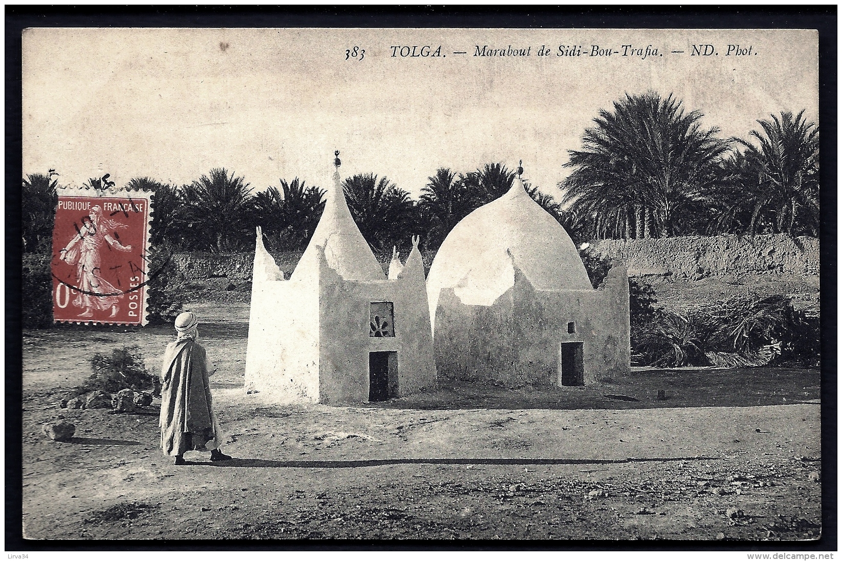 CPA ANCIENNE- ALGÉRIE- TOLGA- MARABOUT DE SIDI-BOU-TRAFIA EN TRES GROS PLAN ANIMÉ - Altri & Non Classificati