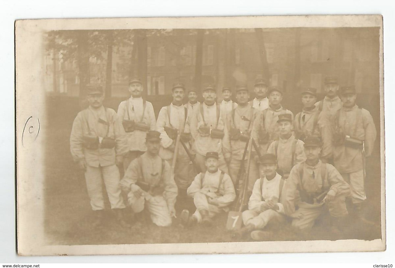 Militaire Carte Photo Groupe De Militaires 7 Eme Compagnie Infanterie De Beauvais - Personnages