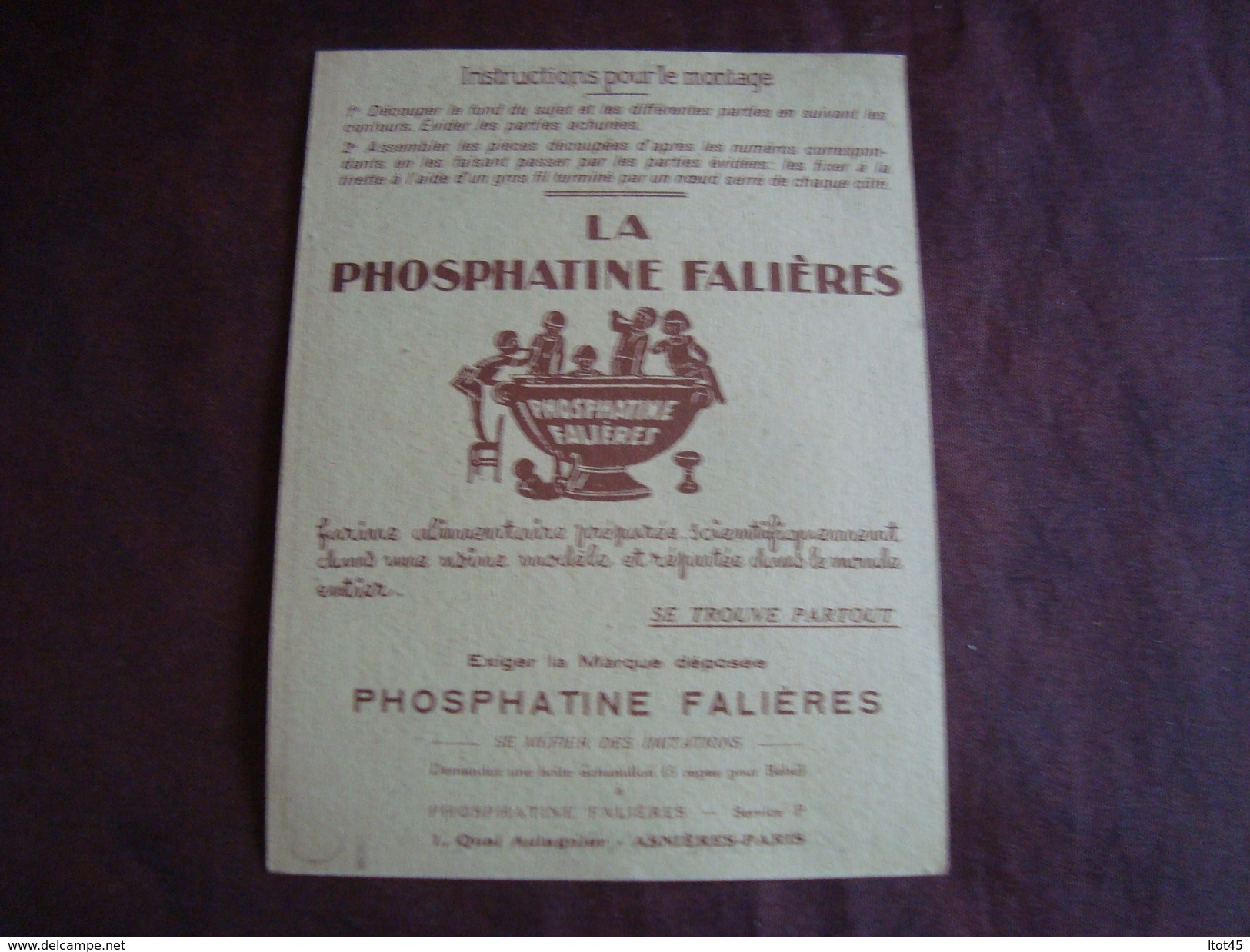 Image Publicitaire La Phosphatine Falières LES ANTILLES PORTEUSE ANTILLAISE - Autres & Non Classés