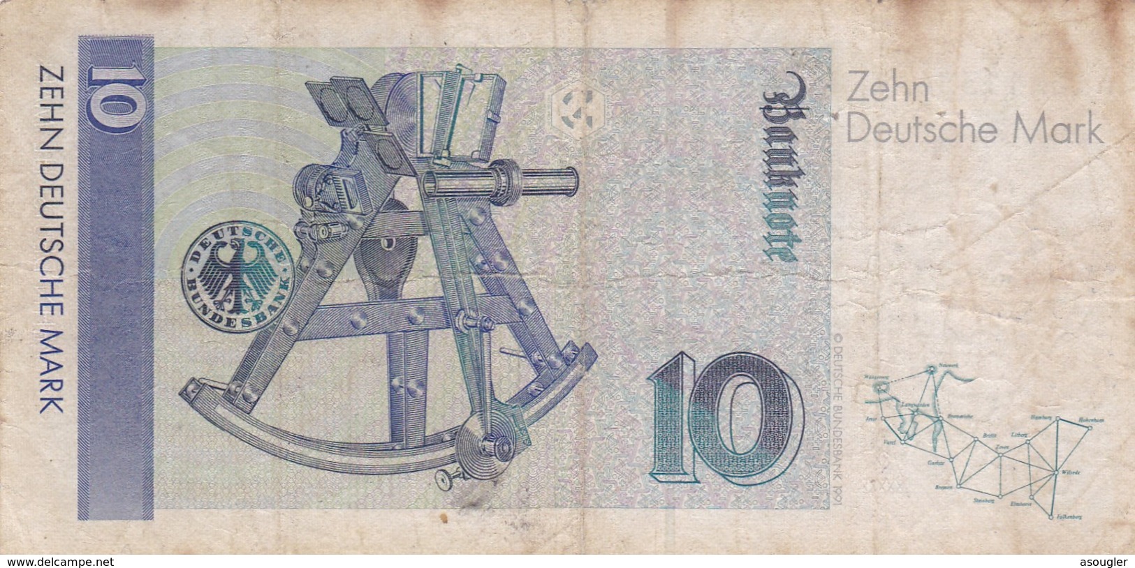 GERMANY 10 MARK 1993 G-VG P-38c - 5 Deutsche Mark