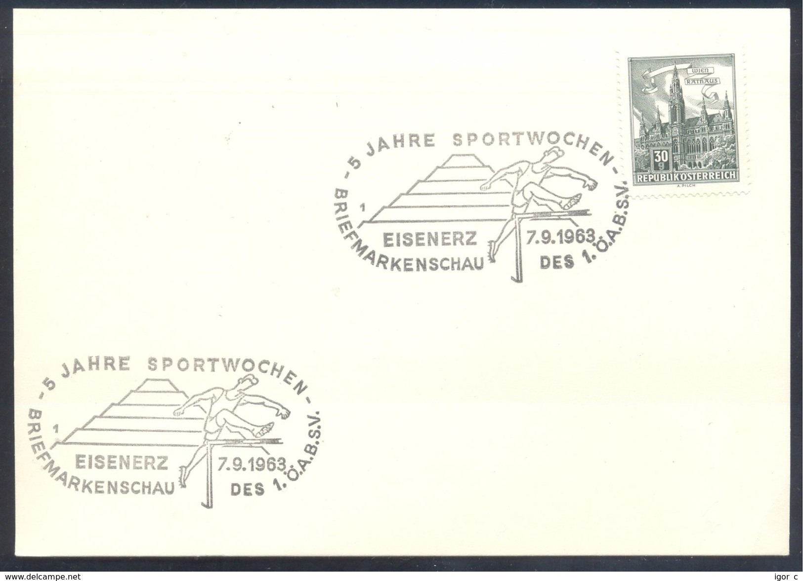 Austria Österreich 1963 Card: Athletics Athletik 5 Jahre Sportwochen Hurdler - Leichtathletik