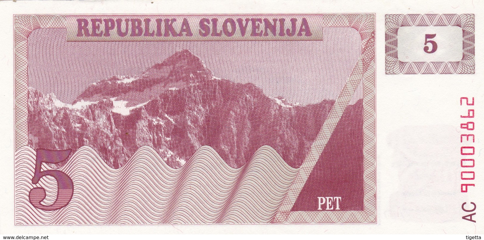 SLOVENIA  5 TOLARJEV    1990  FDS - Slovenia