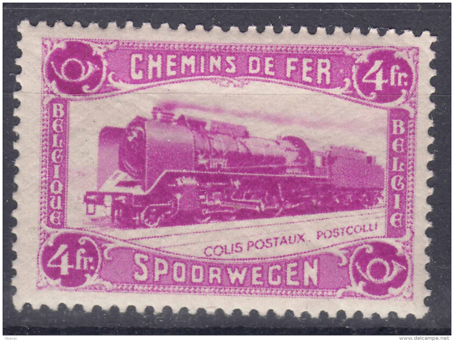 Belgium Railway Postpaket Luggage 1934 4 Fr. Locomotive Mi#9 Mint Never Hinged - Luggage [BA]