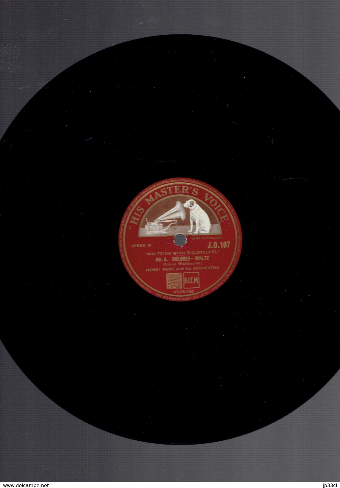 Dolores-Waltz & Estudiantina-Waltz Par Henri René & Orchestra 78 Tours His Master's Voice 1953 - 78 T - Disques Pour Gramophone