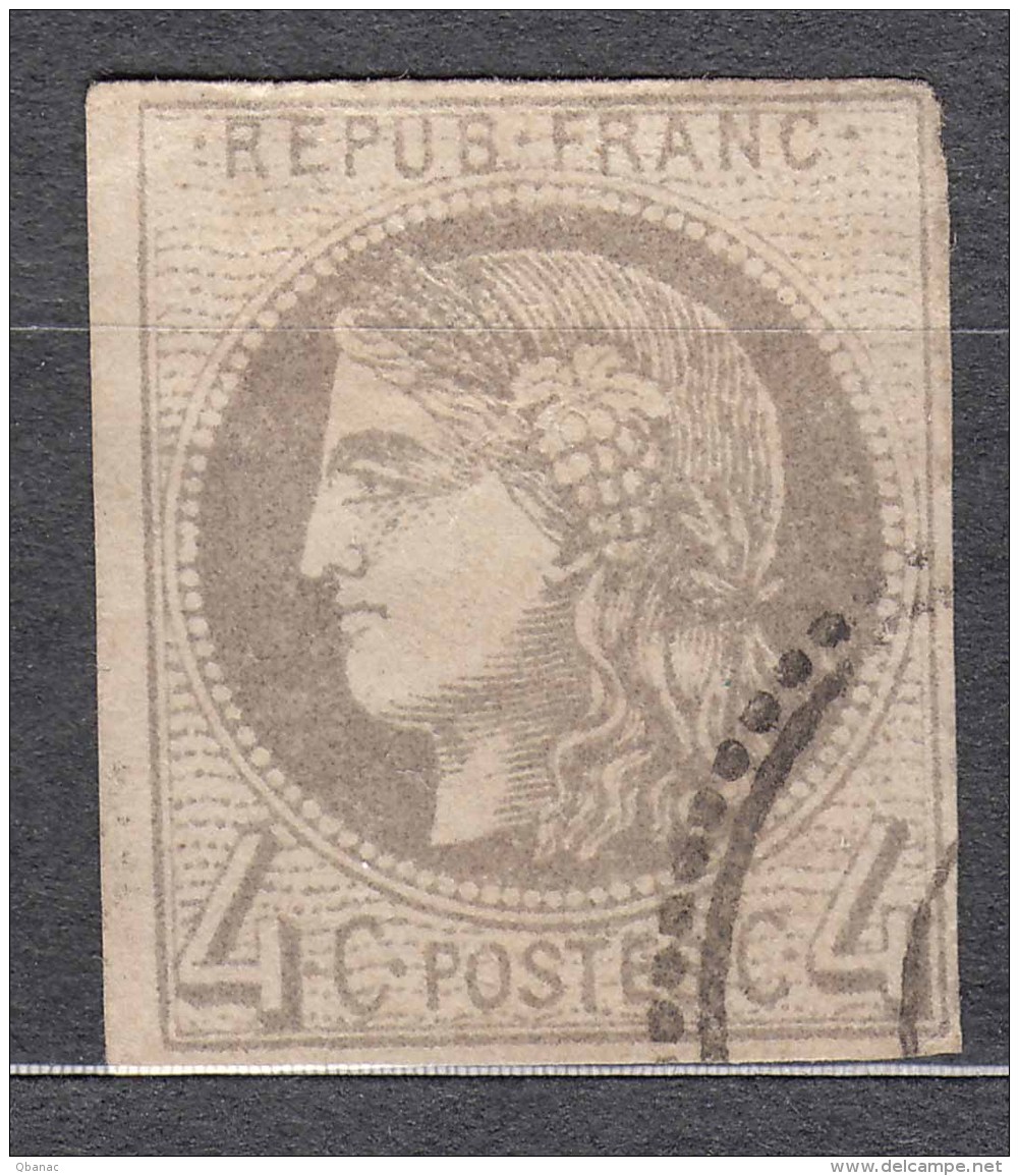 France Bordeaux Emission 1870, Ceres 4 Cents Yvert#41 Used - 1870 Bordeaux Printing