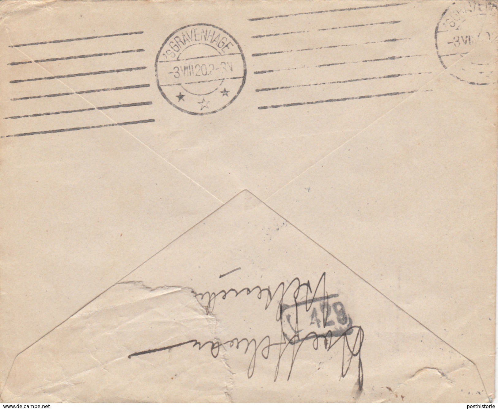 Envelop Postwaarde 10 Cent 29 Jun 1920 Weltevreden Naar 's Gravenhage Per SS Willis 1 Juli 1920 - Niederländisch-Indien