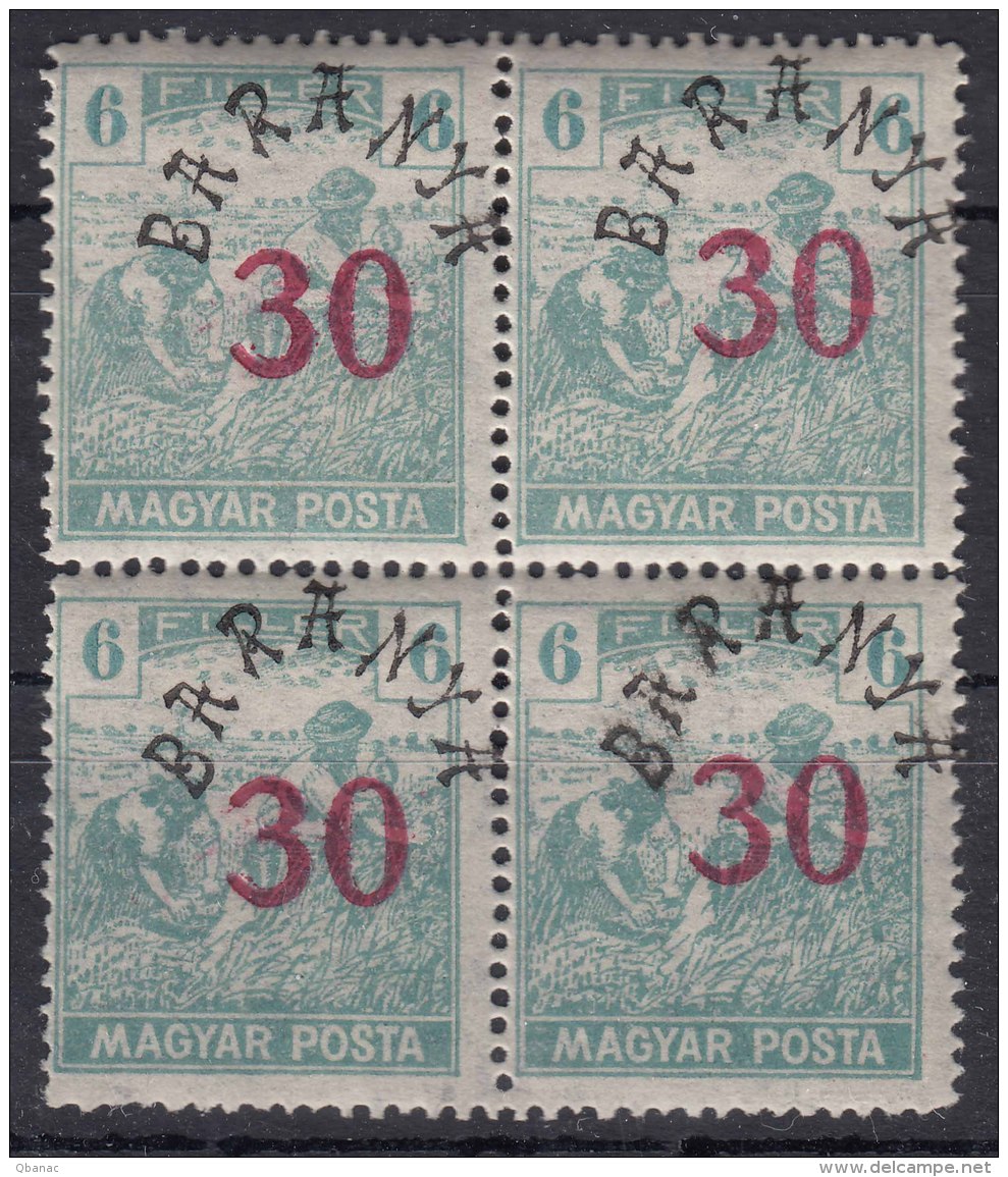 Hungary Baranya 1919 Mi#51 Mint Never Hinged Block Of Four - Baranya