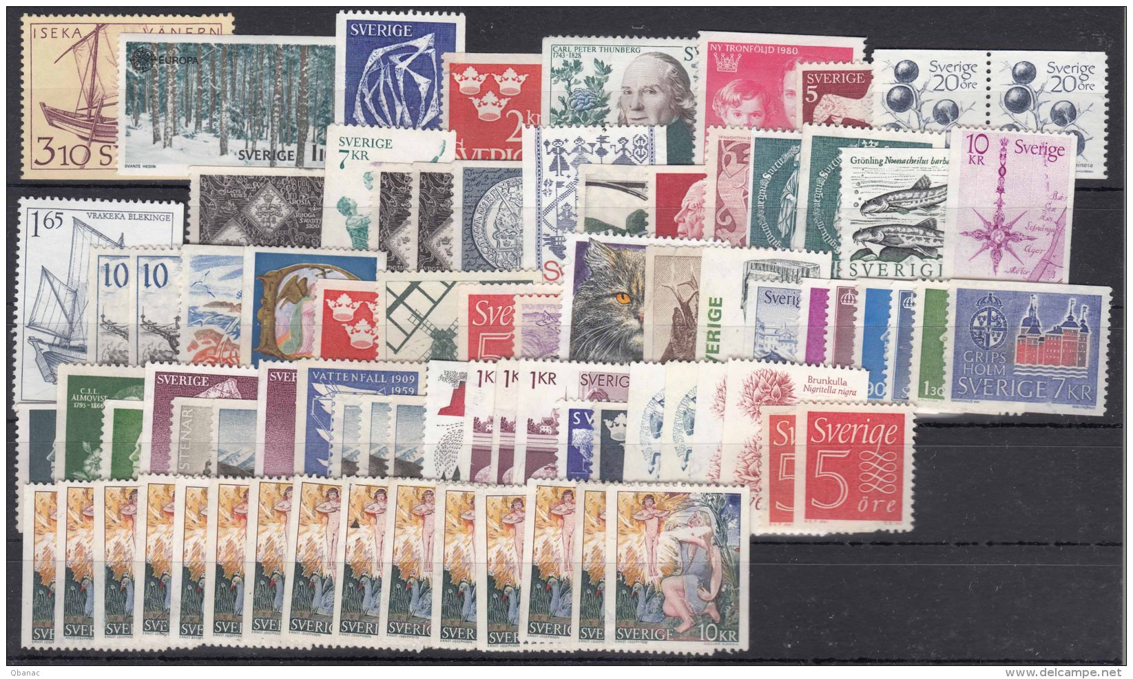 Sweden Stamps MNG Duplicated Lot, Nominal Value 310 Kr - Neufs