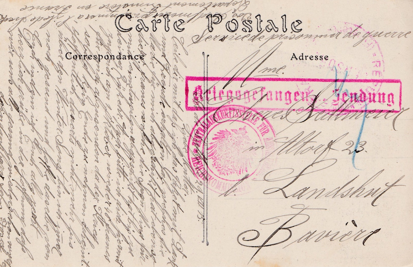 Carte  Correspondance Internés Civils Ile De Sieck Finistère  Censure Prefecture Et Allemande - 1. Weltkrieg 1914-1918