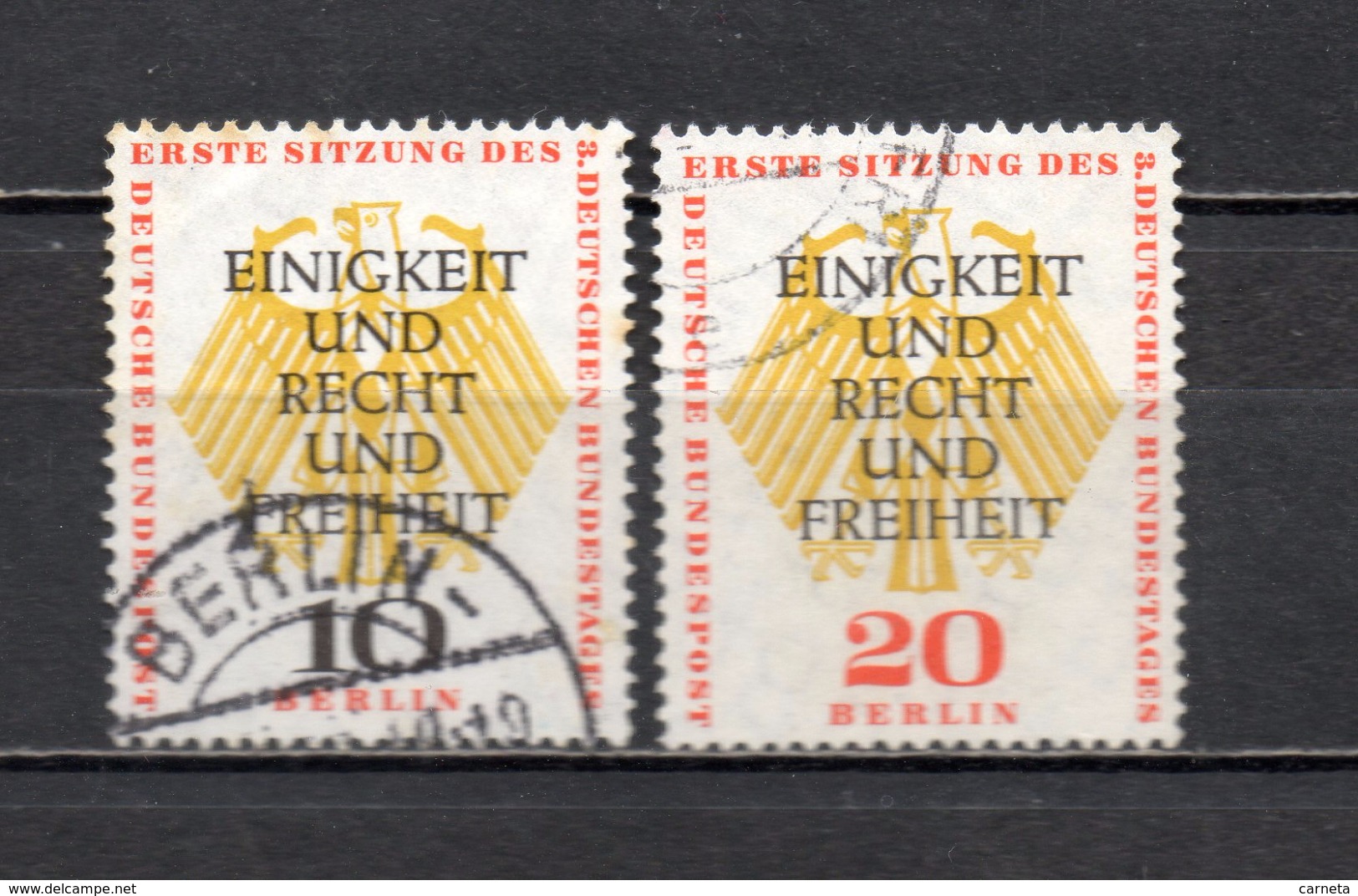 ALLEMAGNE BERLIN N° 154+155  OBLITERES COTE  4.25&euro;  REUNION DES TROIS DIETES  VOIR DESCRIPTION - Gebraucht