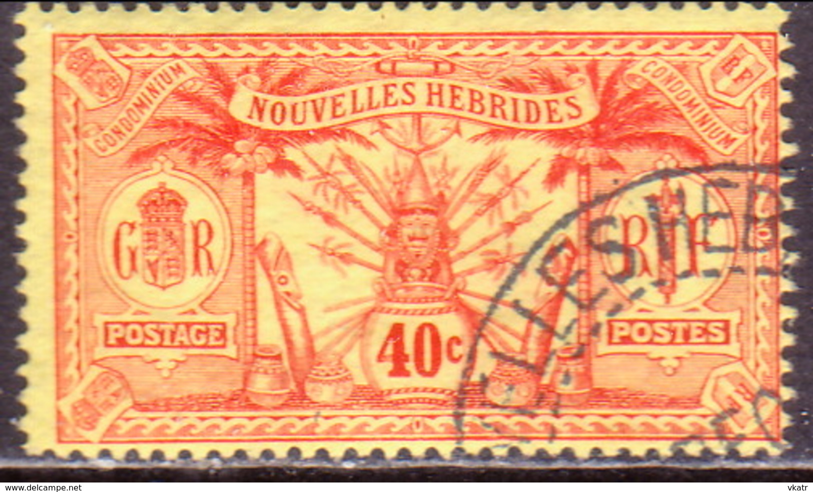 NEW HEBRIDES(French Inscr.) 1913 SG F27 40c Used No Wmk Or RF In Sheet CV £80 - Used Stamps