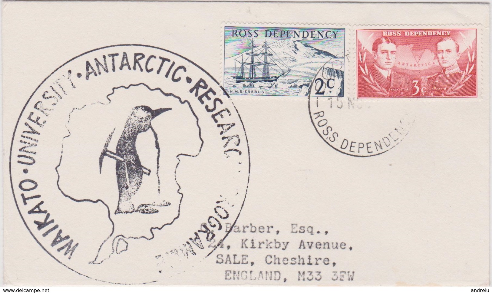 1967 Ross Dependency - Cover 2v.,Antarctic Expedition, Maps, Ship, Sent To UK, Cancel Waikato Univ. Entier - Antarctische Expedities