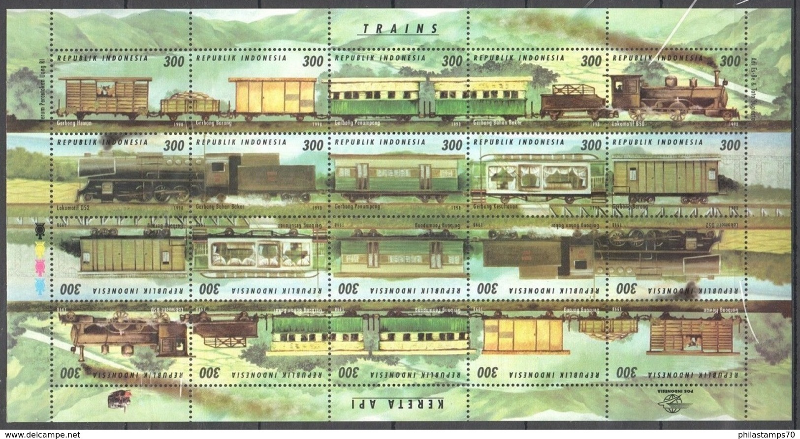 811 TRAINS TRENI Eisenbahn TRANSPORT  INDONESIA    BLOCK POSTFRISCH  SHEET MINT MNH ** - Eisenbahnen