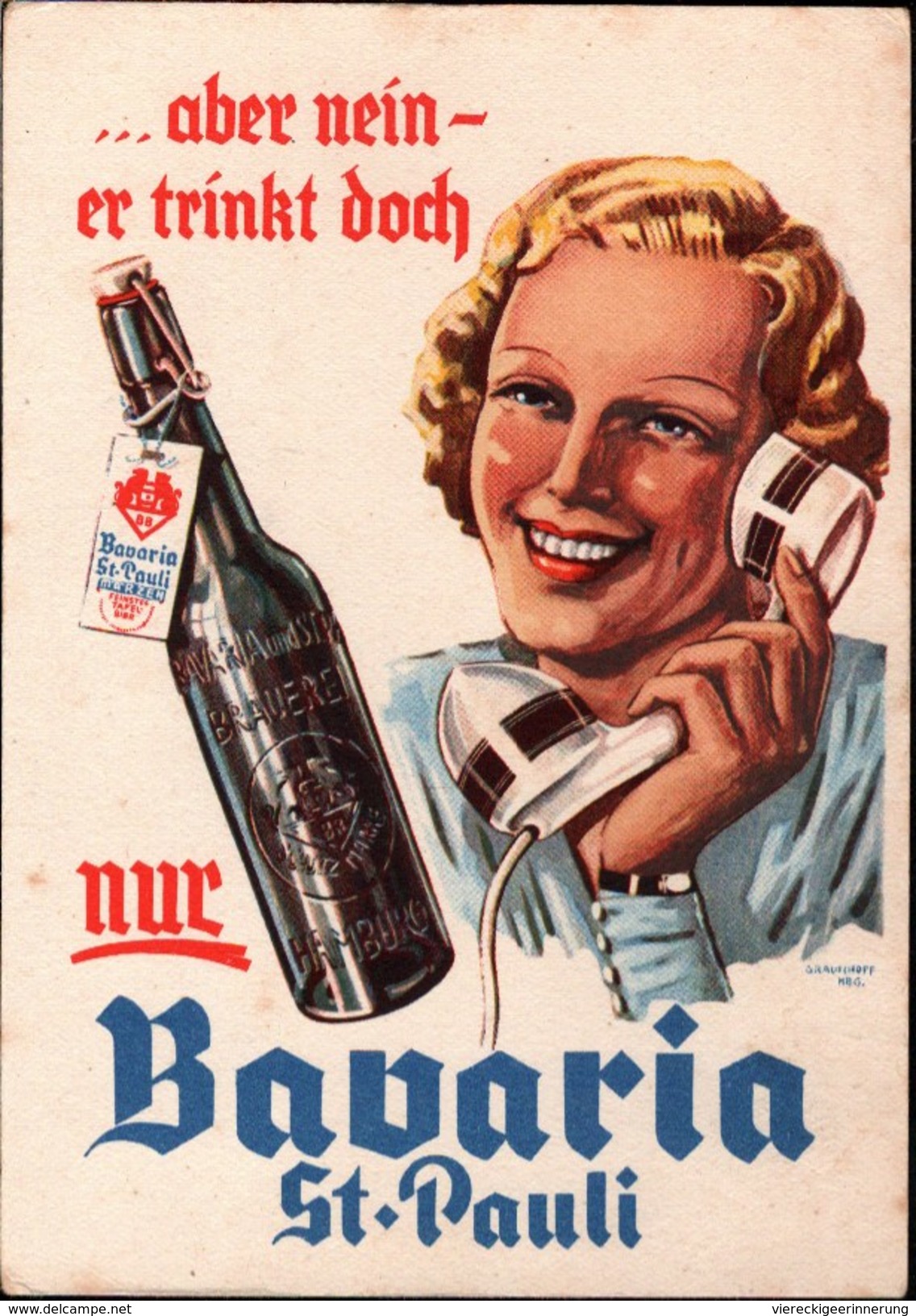 ! Alte Reklamekarte Werbung Bavaria St. Pauli Bier, Beer, Telefon, Telephone, Hamburg, Brauerei - Pubblicitari