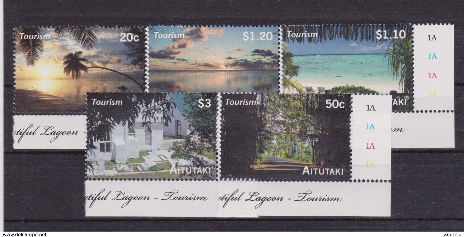 2010 Aitutaki (Cook Is.) - Tourism Sheet 5v, Islands Bird Views, Marine Life, Vue Aerienne Des Iles, MNH - Aitutaki