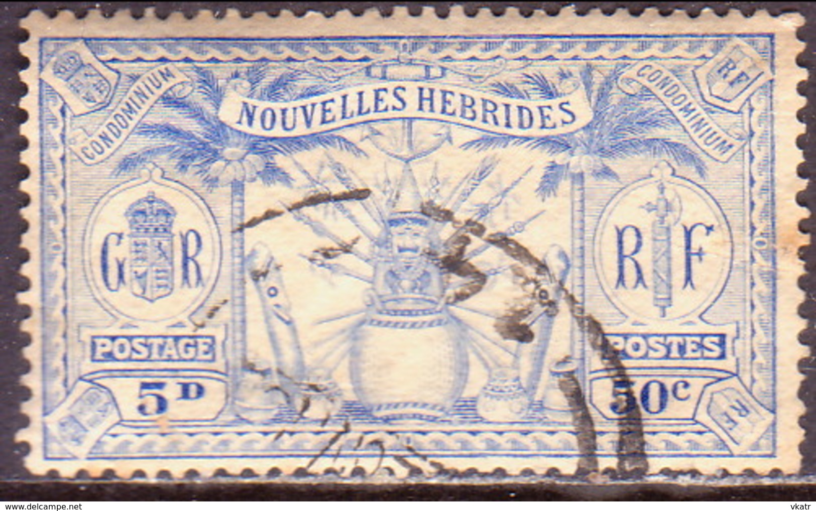 NEW HEBRIDES(French Inscr.) 1925 SG F48 50c(5d) Used - Used Stamps