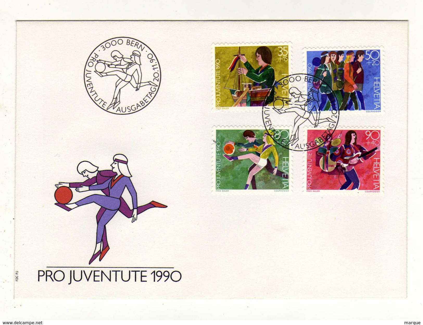 Enveloppe Pro Juventute Olitération 3000  BERN 20/11/1990 - Briefe U. Dokumente