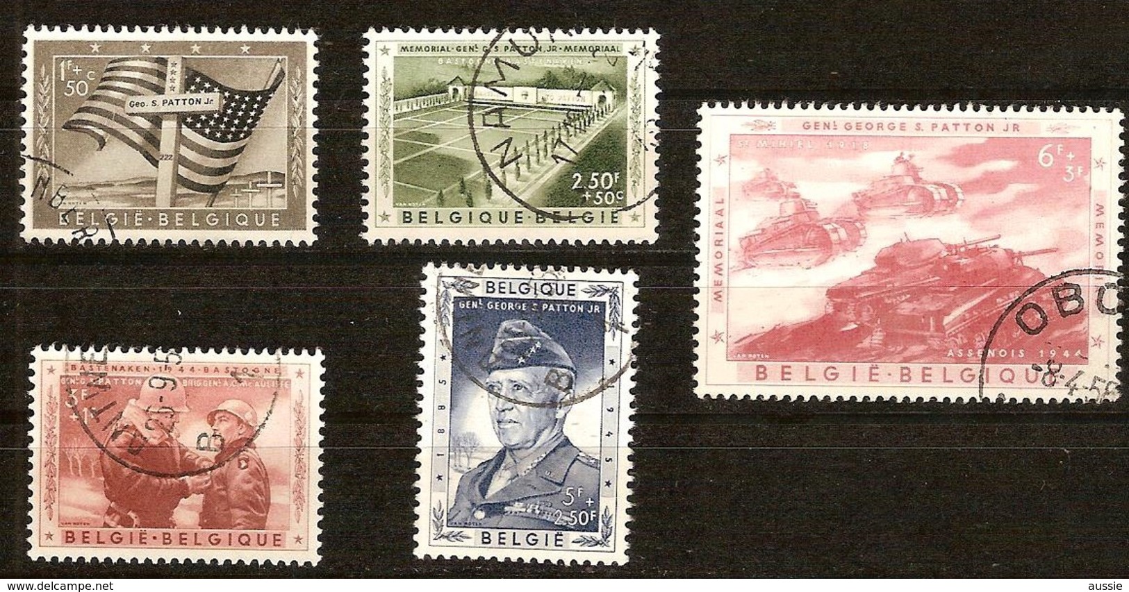 Belgie Belgique 1957  Yvertn° 1032-1036 (°) Oblitéré Used Cote 18 Euro Mémorial Général Patton - Gebraucht