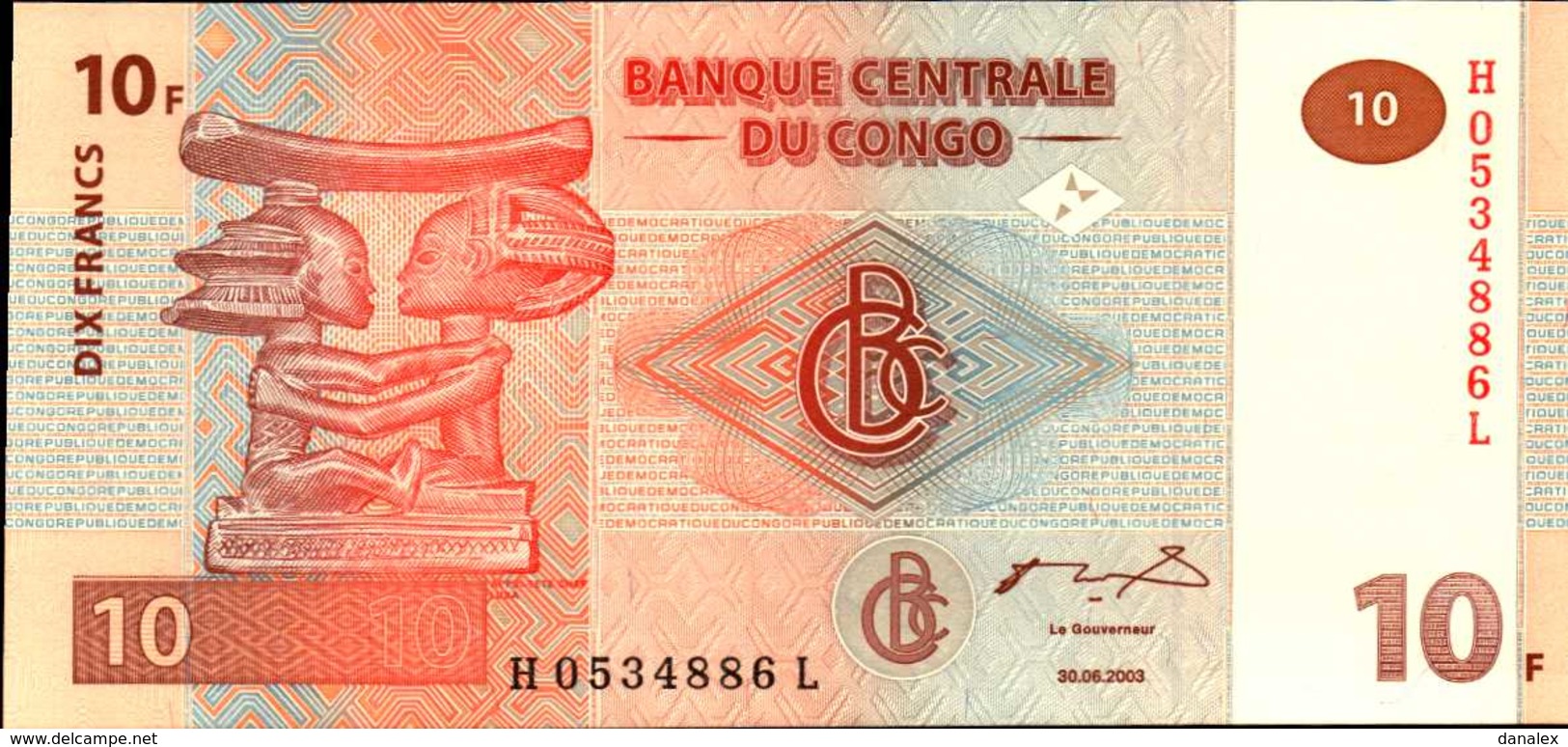 CONGO BANQUE CENTRALE 10 FRANCS Du 30-6-2003 Pick 87  UNC/NEUF - Repubblica Democratica Del Congo & Zaire