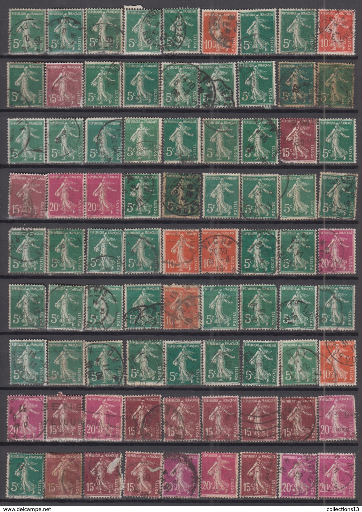 FRANCE - lot de 4000 timbres (type semeuse camée) depart a 1 ct le timbre