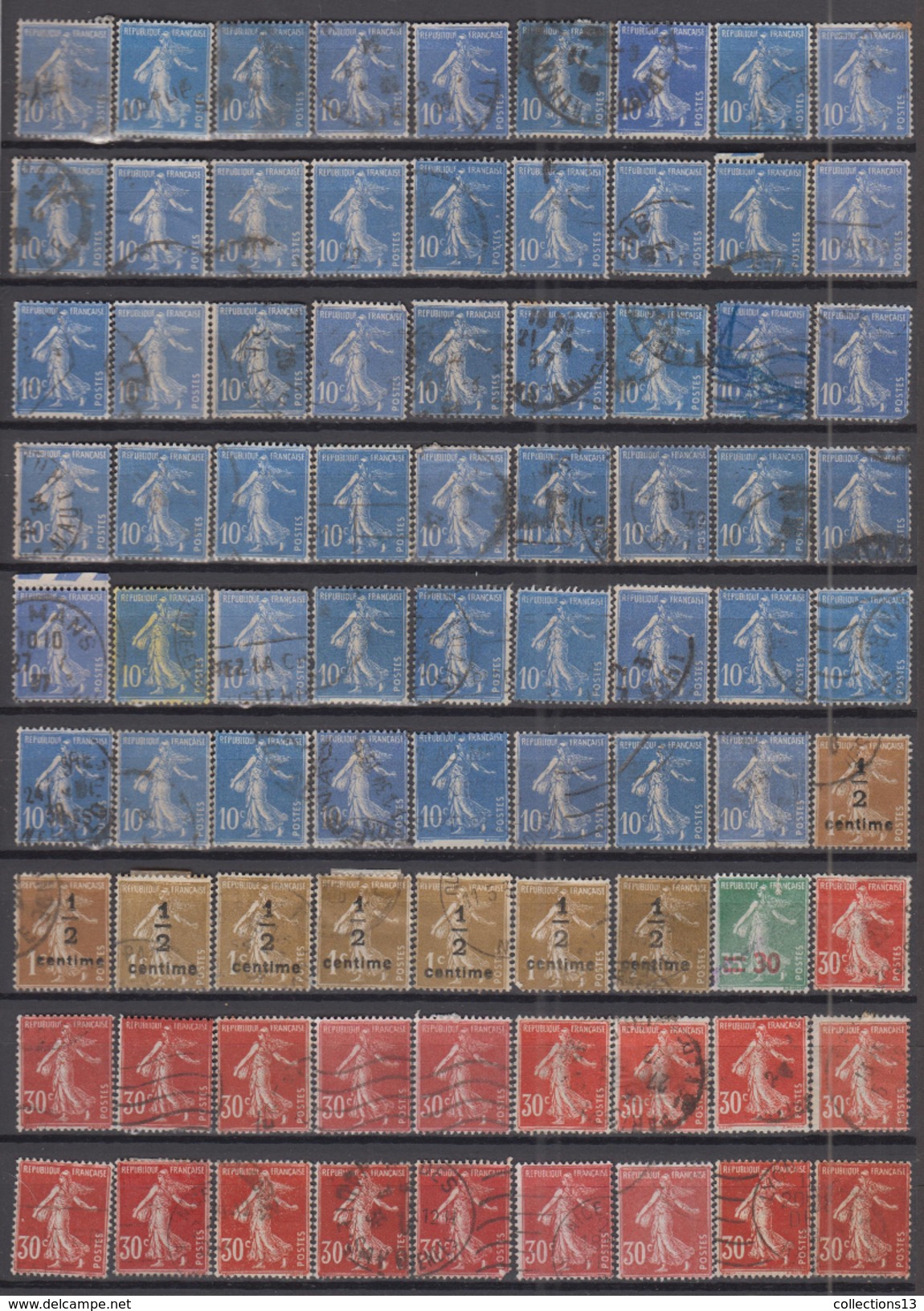 FRANCE - lot de 4000 timbres (type semeuse camée) depart a 1 ct le timbre