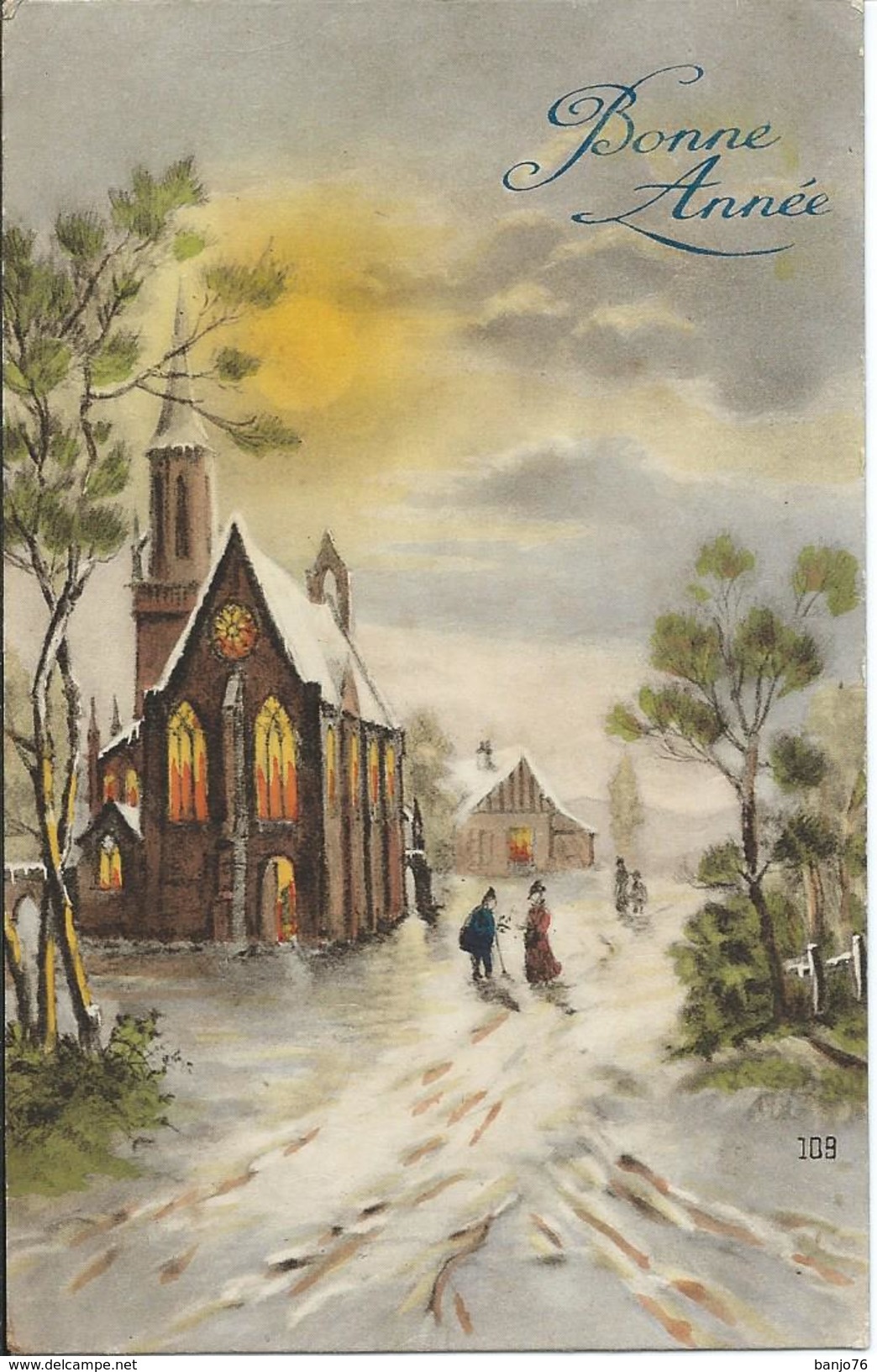 Carte Bonne Année - Eglise Sous La Neige - New Year