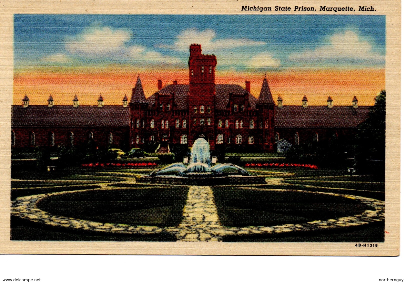 MARQUETTE, Michigan, USA, Michigan State Prison, Old Curteich Linen Postcard - Autres & Non Classés