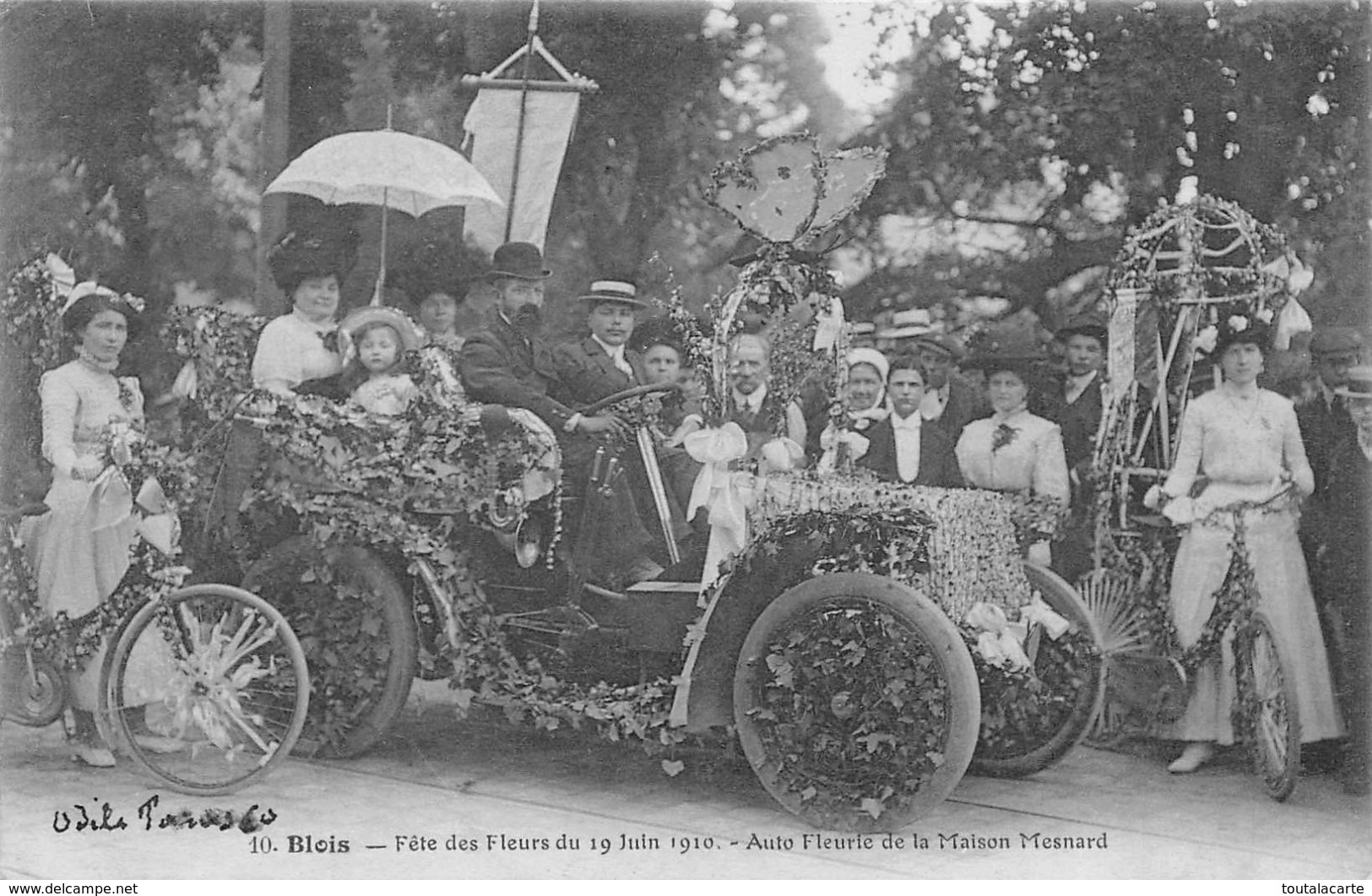 CPA 41 BLOIS FETE DES FLEURS DU 19 JUIN 1910 AUTO FLEURIE DE LA MAISON MESNARD - Blois