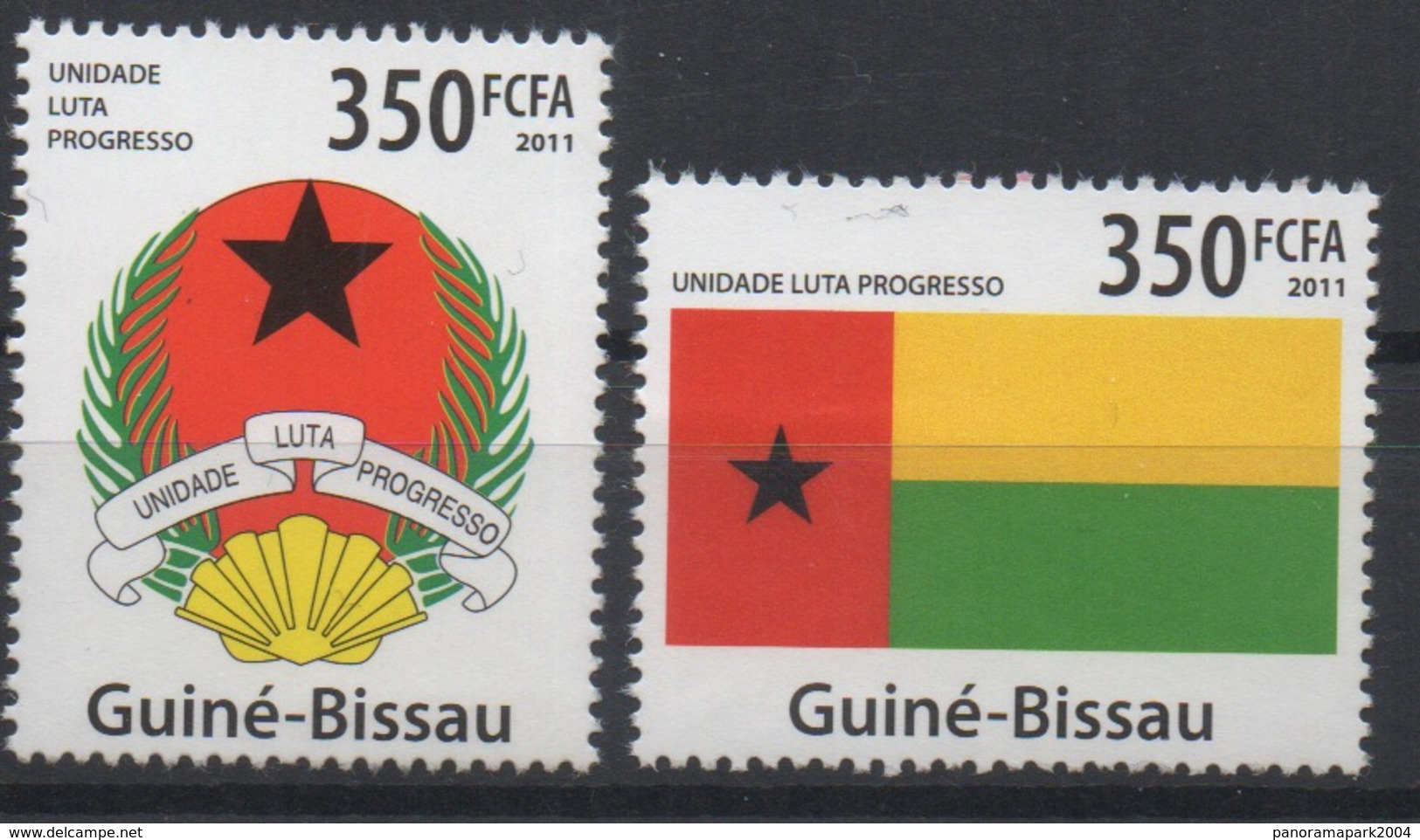 Guiné-Bissau Guinea Guinée Bissau 2011 Mi. 5383-84 Symbols Flag Coat Of Arm Drapeau Fahne - Postzegels