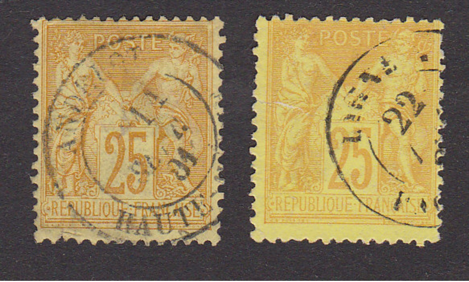 FRANCE N°92 X2 NUANCE DE COULEUR - 1876-1898 Sage (Type II)