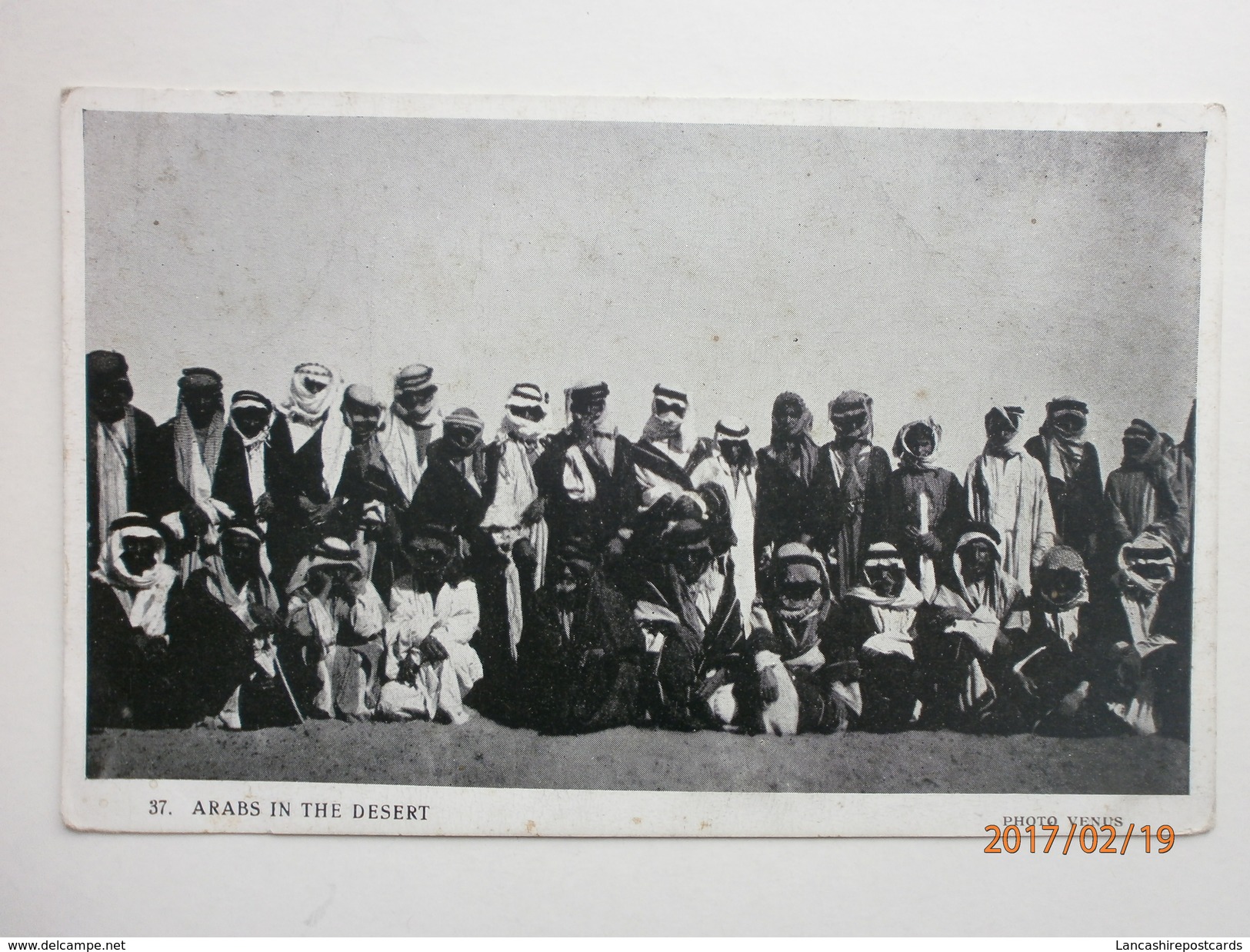 Postcard Arabs In The Desert [ Large Group ] Photo Venus Card Sanbridge Iraq Qatar Bahrain Saudi Arabia ? My Ref B1825 - Other & Unclassified