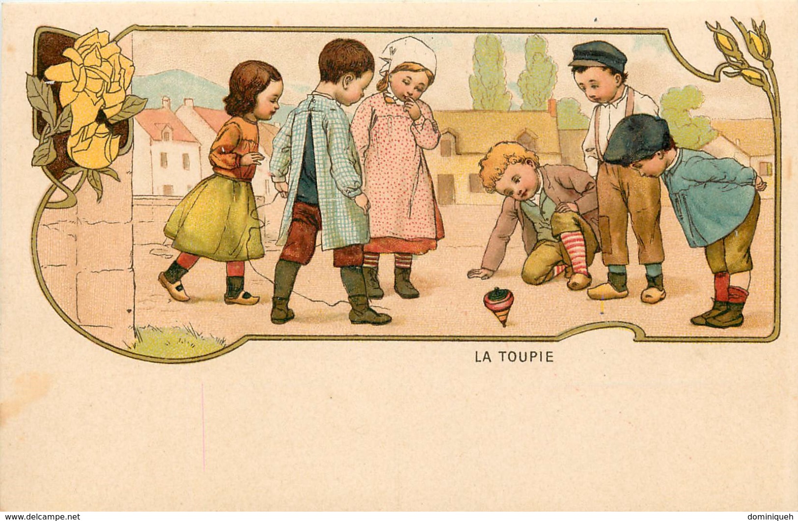 Jeux D'enfants La Toupie Carte Publicitaire Grands Magasins D'Habillements - 1900-1949