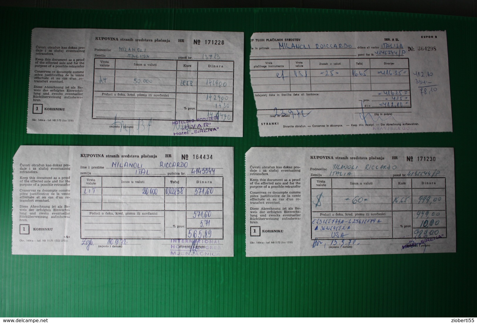 ROMANIA -  RICEEVUTE CAMBIO VALUTA  1971 - Cheques & Traveler's Cheques