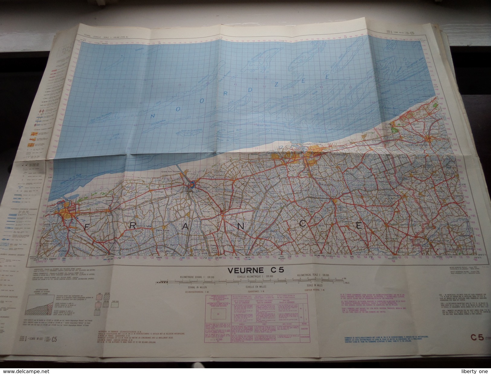 Belgie Stafkaart VEURNE C 5 - 1/100.000 M 632 - 1954 ! - Europe