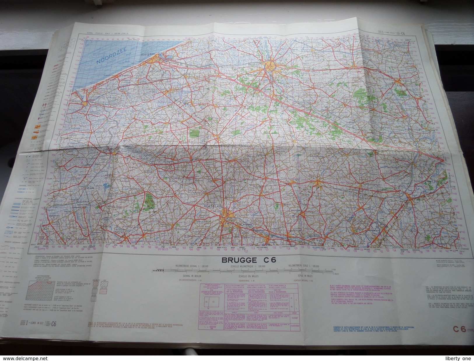 Belgie Stafkaart BRUGGE C 6 - 1/100.000 M 632 - 1954 ! - Europa