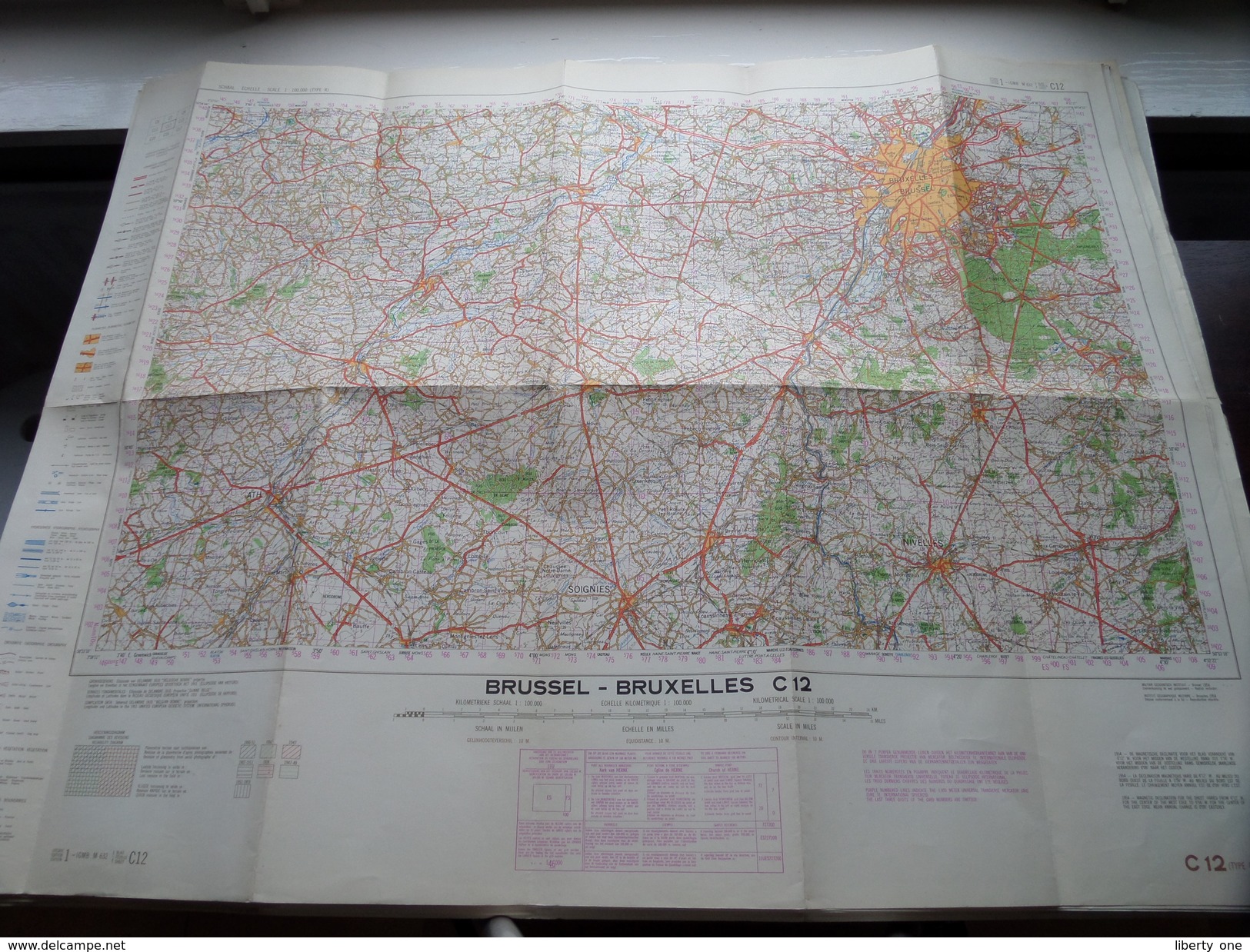 Belgie Stafkaart BRUSSEL - BRUXELLES C 12 - 1/100.000 M 632 - 1954 ! - Europa