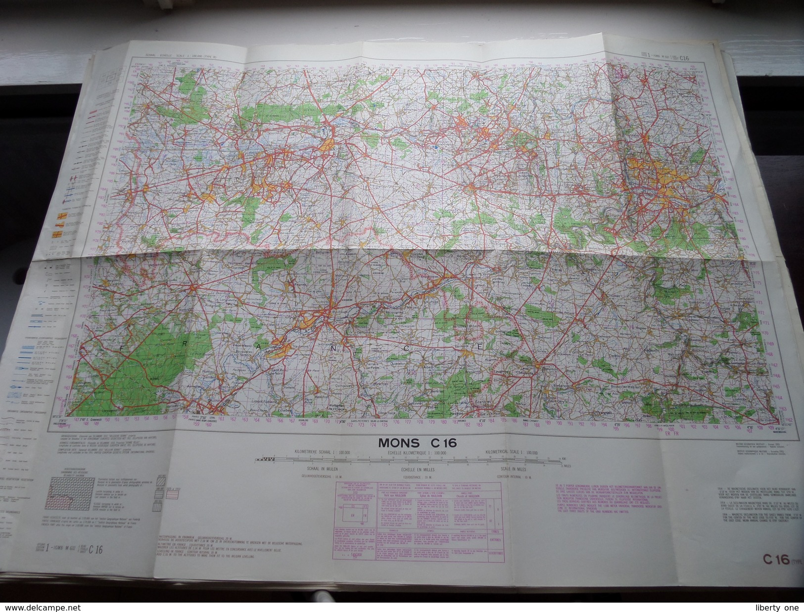 Belgie Stafkaart MONS C 16 - 1/100.000 M 632 - 1955 ! - Europe