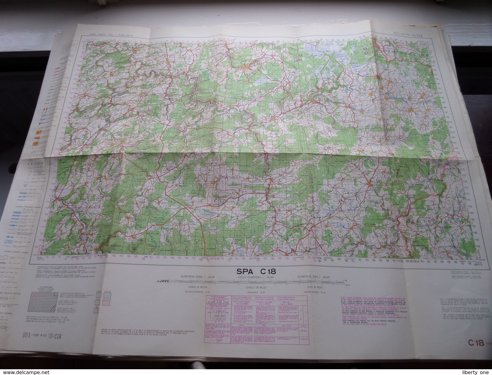 Belgie Stafkaart SPA C 18 - 1/100.000 M 632 - 1955 ! - Europa