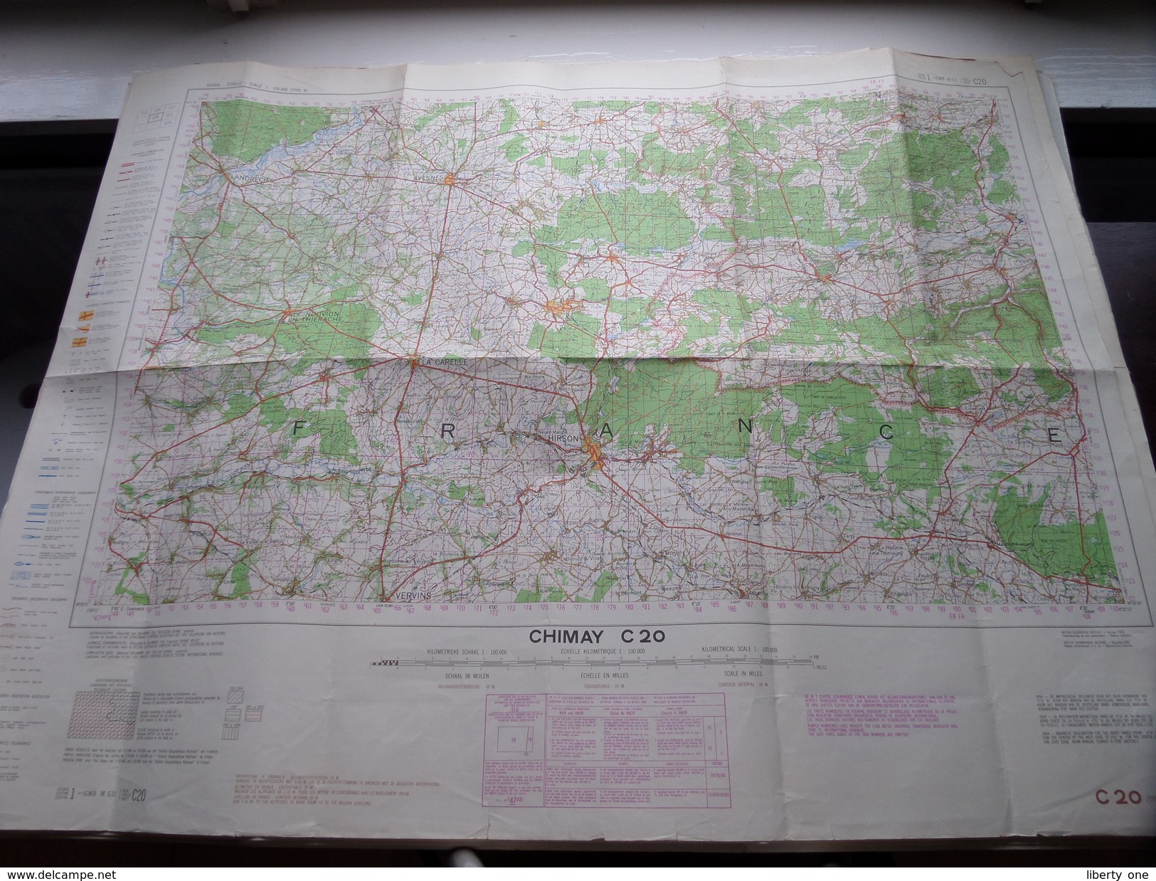 Belgie Stafkaart CHIMAY C 20 - 1/100.000 M 632 - 1955 ! - Europa