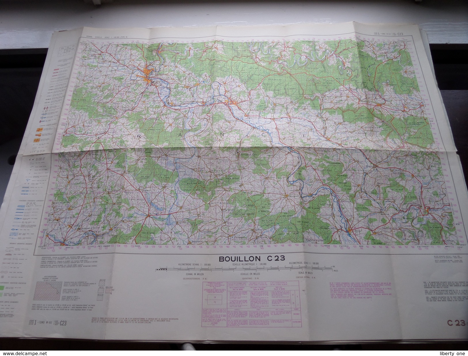 Belgie Stafkaart BOUILLON C 23 - 1/100.000 M 632 - 1955 ! - Europa