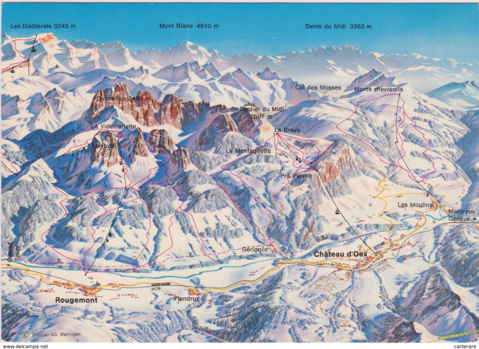 SUISSE,SCHWEIZ,SVIZZERA,S WITZERLAND,HELVETIA,SWISS,VAUD,ROUGEMONT,RIVIERA PAYS D´ENHAUT,carte,plan,relief,chateau D'oex - Rougemont