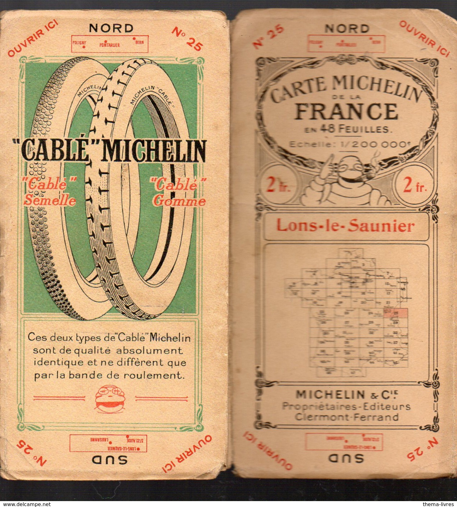 Carte MICHELIN (BIBENDUM AU CIGARE) N°25 Lons Le Saunier (4) (M1387) - Carte Stradali