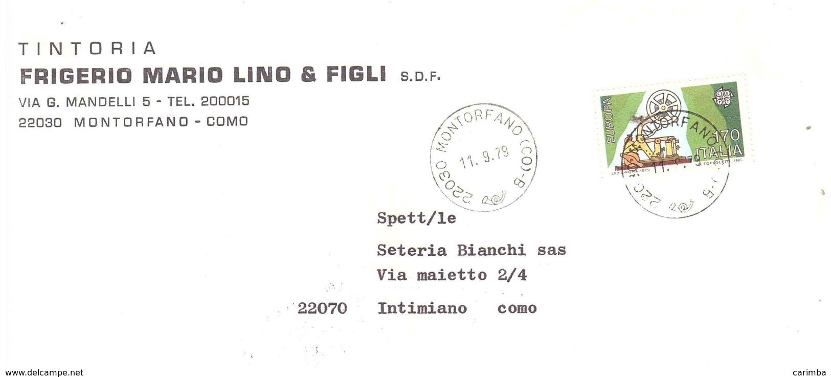 £170 EUROPA SU BUSTA TINTORIA FRIGERIO MONTORFANO COMO - 1979